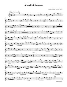 Partition Alto enregistrement , A Knell of Johnson, G minor, Johnson, Robert