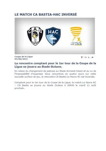  1er tour de la Coupe de la Ligue CA Bastia - HAC inversé