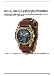 UNLISTED WATCHES Men8217s UL1138 City Streets Round Analog Digital Brown Biker Strap Watch Watch Reviews