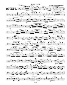 Partition basson 1, Octet pour vents, B♭ major, Lachner, Franz Paul