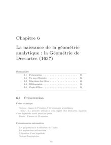Chapitre 6 La naissance de la géométrie analytique : la Géométrie ...