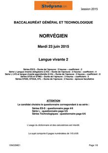 Sujet BAC 2015 Norvégien LV2