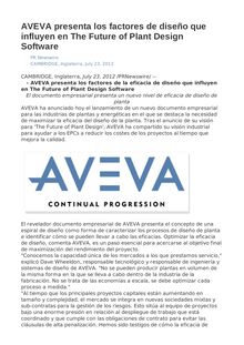 AVEVA presenta los factores de diseño que influyen en The Future of Plant Design Software