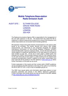 Mobile Telephone Base-station Audit for Eltham College