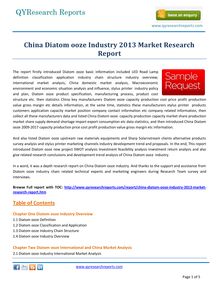New Study Report:- China Diatom Ooze Market 2013 by qyresearchreports.com
