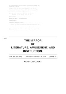 The Mirror of Literature, Amusement, and Instruction - Volume 14, No. 385, August 15, 1829