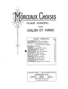 Partition violon et partition de piano, Serenata No.2, Mahler, Robert