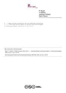 — Neurophysiologie et psychophysiologie - compte-rendu ; n°1 ; vol.54, pg 173-179