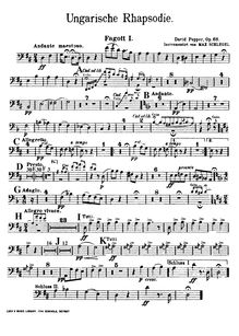 Partition basson 1, 2, Hungarian Rhapsody, Op.68, Ungarische Rhapsodie