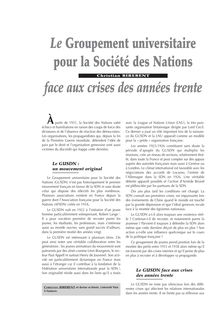 Le Groupement universitaire pour la Société des Nations face aux crises des années trente - article ; n°1 ; vol.74, pg 14-19