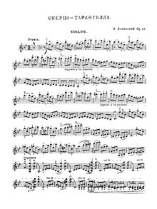 Partition de violon, Scherzo tarantelle, Wieniawski, Henri