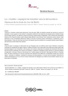Le « modèle » espagnol de transition vers la démocratie à l épreuve de la chute du mur de Berlin - article ; n°1 ; vol.30, pg 105-138