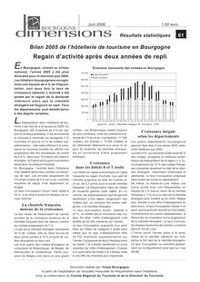 Bilan 2005 de l hôtellerie de tourisme en Bourgogne : Regain d activité après deux années de repli 