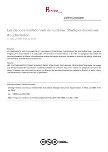 Les discours institutionnels du nucléaire. Stratégies discursives d euphorisation - article ; n°1 ; vol.39, pg 53-68