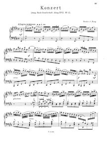 Partition Piano 1, clavecin Concerto No.2, E, Bach, Johann Sebastian