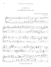 Partition (4e) Offertoire du 5e ton, Troisième Livre d Orgue, Lebègue, Nicolas