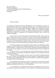 Régionales 2015 : lettre du directeur de campagne de Bartolone au préfet de Seine et Marne