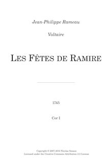 Partition cor 1, Les Fêtes de Ramire, Acte de ballet, Rameau, Jean-Philippe