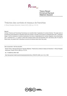 Théories des contrats et réseaux de franchise - article ; n°4 ; vol.18, pg 151-191