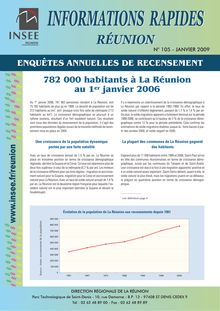 Enquêtes annuelles de recensement : 782 000 habitants à La Réunion au 1er janvier 2006