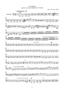 Partition violoncelle, chansons to lyrics by Annette von Droste-Hülshoff