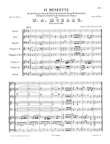 Partition complète, 12 menuets, Mozart, Wolfgang Amadeus par Wolfgang Amadeus Mozart