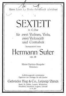Partition complète, corde Sextet, Op.18, C Major, Suter, Hermann