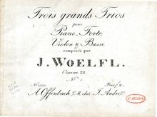 Partition Piano , partie, Piano Trios, Op.23, Klaviertrios, Woelfl, Joseph
