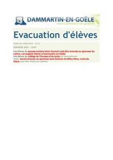 Evacuation d élèves - Dammartin en Goële