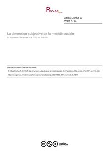La dimension subjective de la mobilité sociale - article ; n°6 ; vol.56, pg 919-958