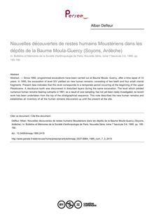 Nouvelles découvertes de restes humains Moustériens dans les dépôts de la Baume Moula-Guercy (Soyons, Ardèche) - article ; n°3 ; vol.7, pg 185-190