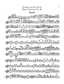 Partition flûte, Piano Concerto No.26, Krönungskonzert ; Coronation Concerto par Wolfgang Amadeus Mozart