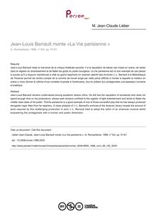 Jean-Louis Barrault monte «La Vie parisienne » - article ; n°102 ; vol.28, pg 51-61