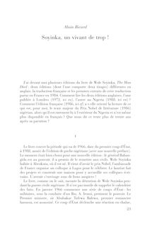 Soyinka, un vivant de trop - article ; n°1 ; vol.79, pg 23-39
