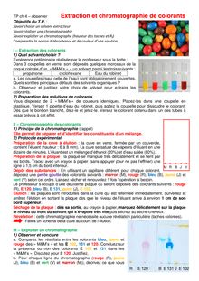 Chapitre "Observer" : extraction et chromatographie de colorants - physique-chimie pour 1ere S