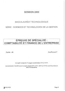 Sujet du bac STG 2009: Comptabilité et Finance d Entreprise