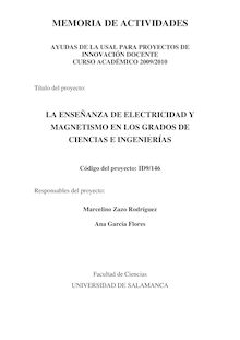 La enseñanza de electricidad y magnetismo en los grados de ciencias e ingenierías