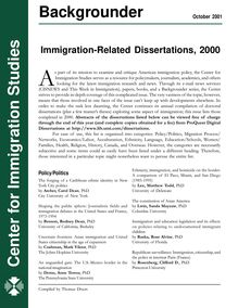 Immigration-Related Dissertations, 2000