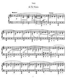 Partition de piano, Je te veux, Satie, Erik