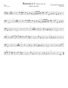 Partition viole de basse, Fantasia pour 5 violes de gambe, RC 37