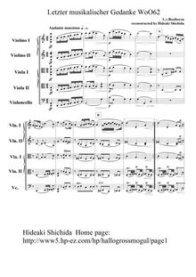 Partition complète, Letzter musikalischer Gedanke (dernier Musical Thought) par Ludwig van Beethoven