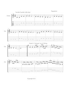 Partition complète, Twinkle twinkle little start pour beginning guitare