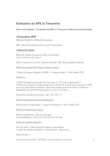 Evaluation du Besoin de Financement d exploitation et - Evaluation ...