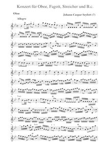 Partition hautbois Solo, hautbois et basson Concerto en B flat major