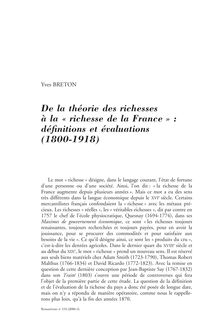 De la théorie des richesses à la « richesse de la France » : définitions et évaluations (1800-1918) - article ; n°133 ; vol.36, pg 70-80