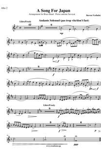 Partition Alto cor 2 (E♭), A Song pour Japan, Verhelst, Steven