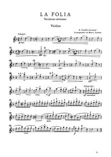 Partition de violon avec Cadenza, 12 violon sonates, Op.5