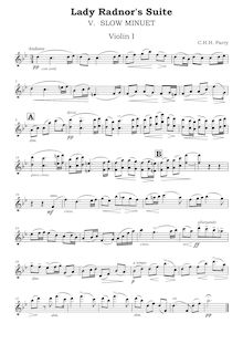 Partition violons I, Lady Radnor s , Suite in F major, F major, Parry, Charles Hubert Hastings par Charles Hubert Hastings Parry