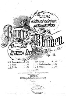 Partition No., Nelke, Bunte Blumen, Op.111, Flowers / Les Fleurssechs leichte u. melodische Uebungsstücke