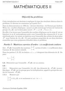 Mathématiques 2 2004 Classe Prepa MP Concours Centrale-Supélec